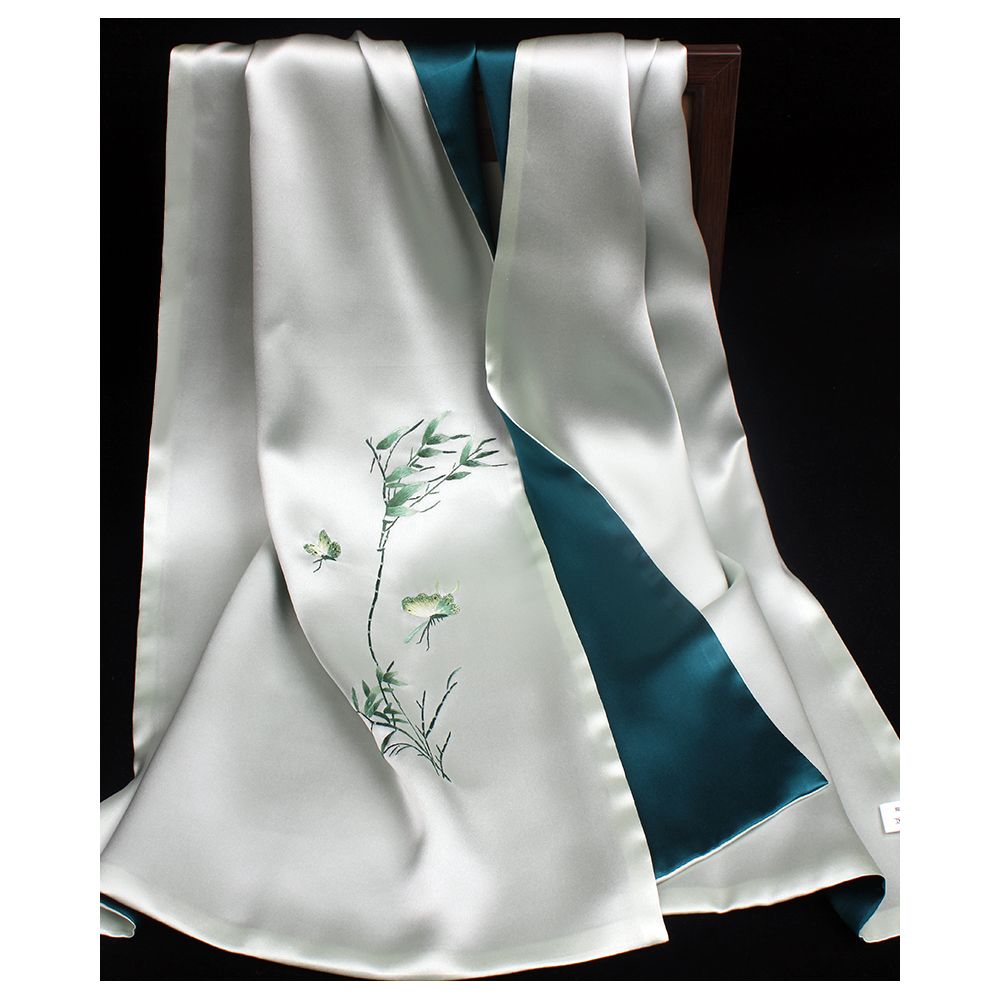 Embroidered mulberry silk long scarf middle aged men and women s silk scarf embroidered Suzhou silk Suzhou embroidery special souvenir image 22