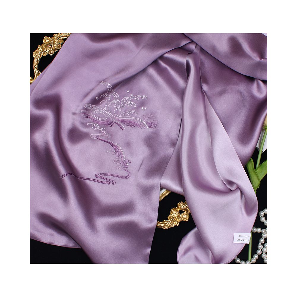 Asaya39 - Embroidered mulberry silk long scarf middle aged men and women s silk scarf embroidered Suzhou silk Suzhou embroidery special souvenir