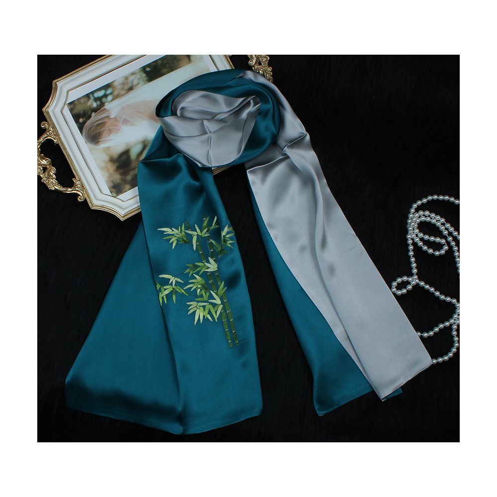 Embroidered mulberry silk long scarf middle aged men and women s silk scarf embroidered Suzhou silk Suzhou embroidery special souvenir image 70