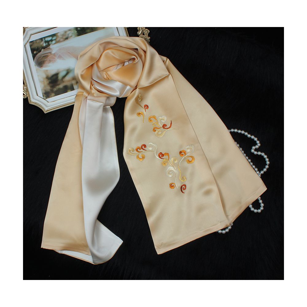 Asaya39 - Embroidered mulberry silk long scarf middle aged men and women s silk scarf embroidered Suzhou silk Suzhou embroidery special souvenir