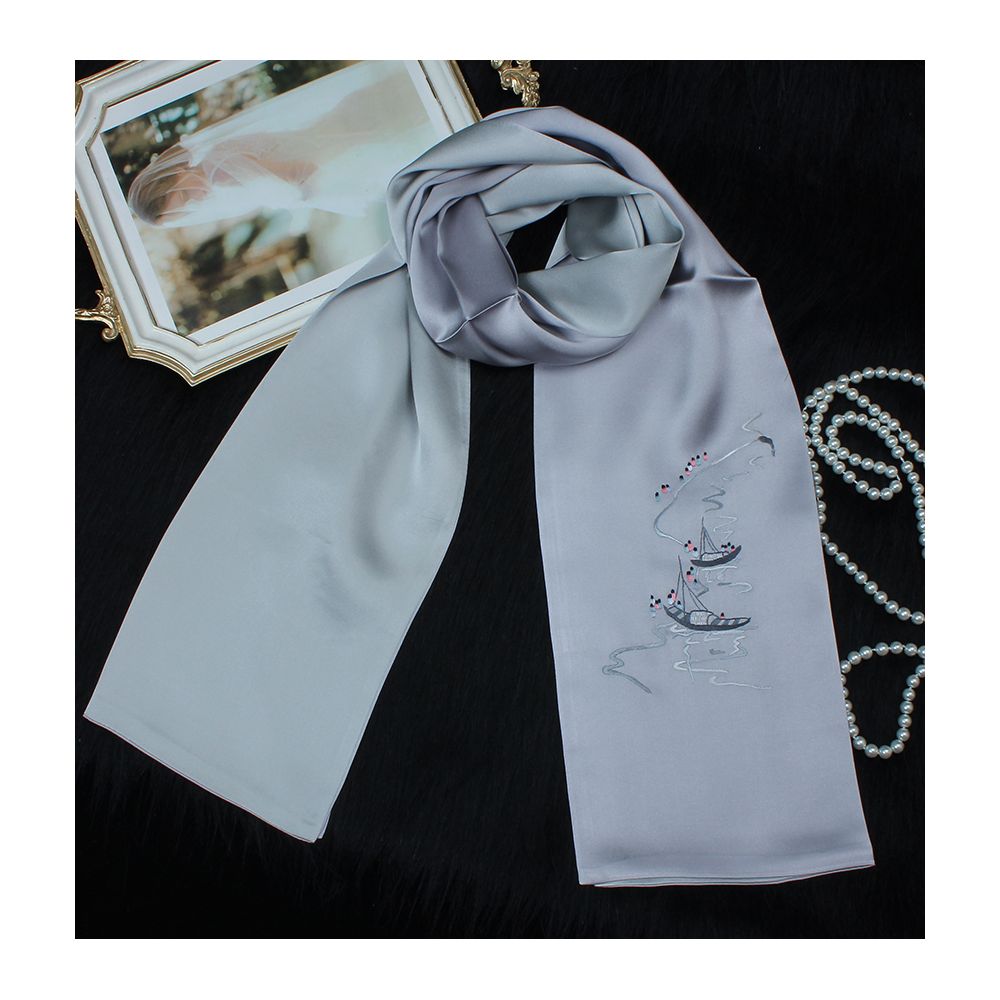 Embroidered mulberry silk long scarf middle aged men and women s silk scarf embroidered Suzhou silk Suzhou embroidery special souvenir image 76