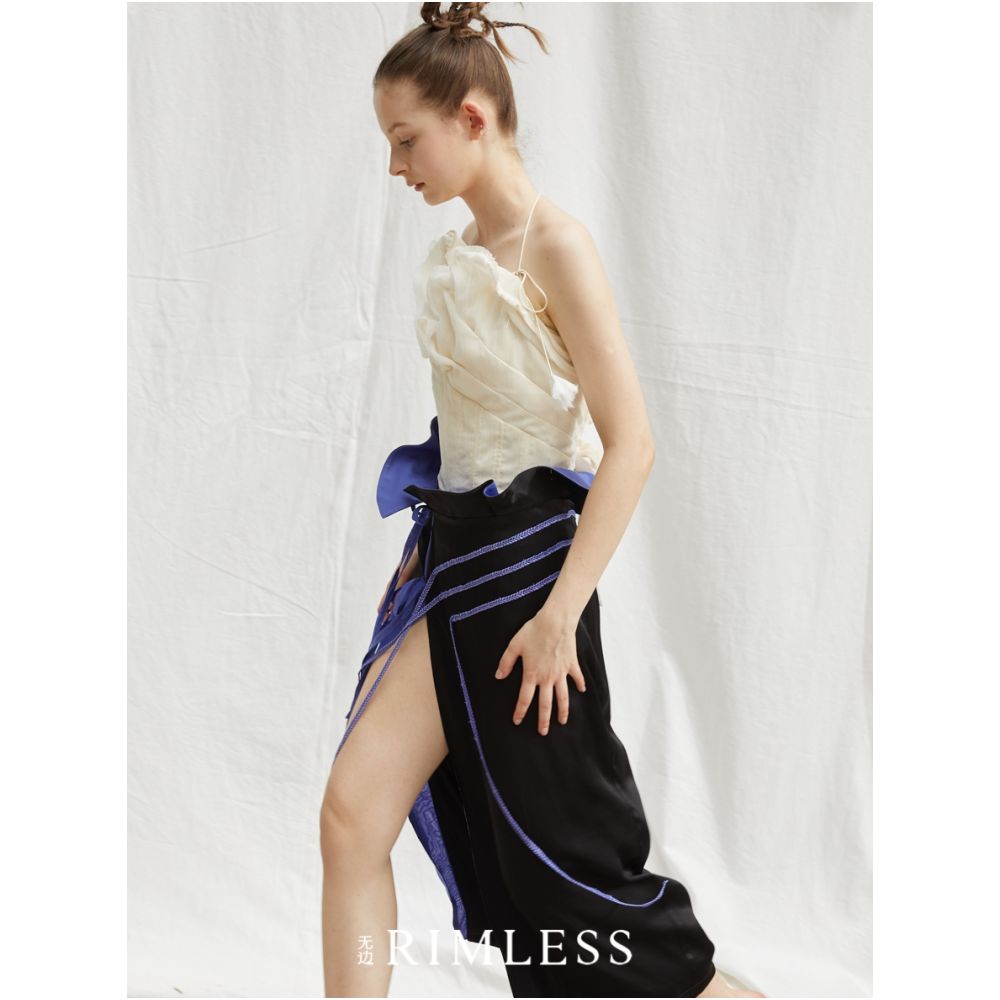 RIMLESS Borderless Three Dimensional Curved Half Skirt with Embroidered Bract Acetic Acid Drop One Piece Skirt Original Designer Brand image 4