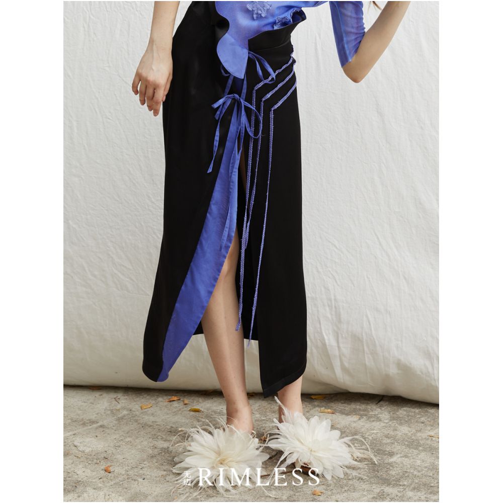 RIMLESS Borderless Three Dimensional Curved Half Skirt with Embroidered Bract Acetic Acid Drop One Piece Skirt Original Designer Brand image 5