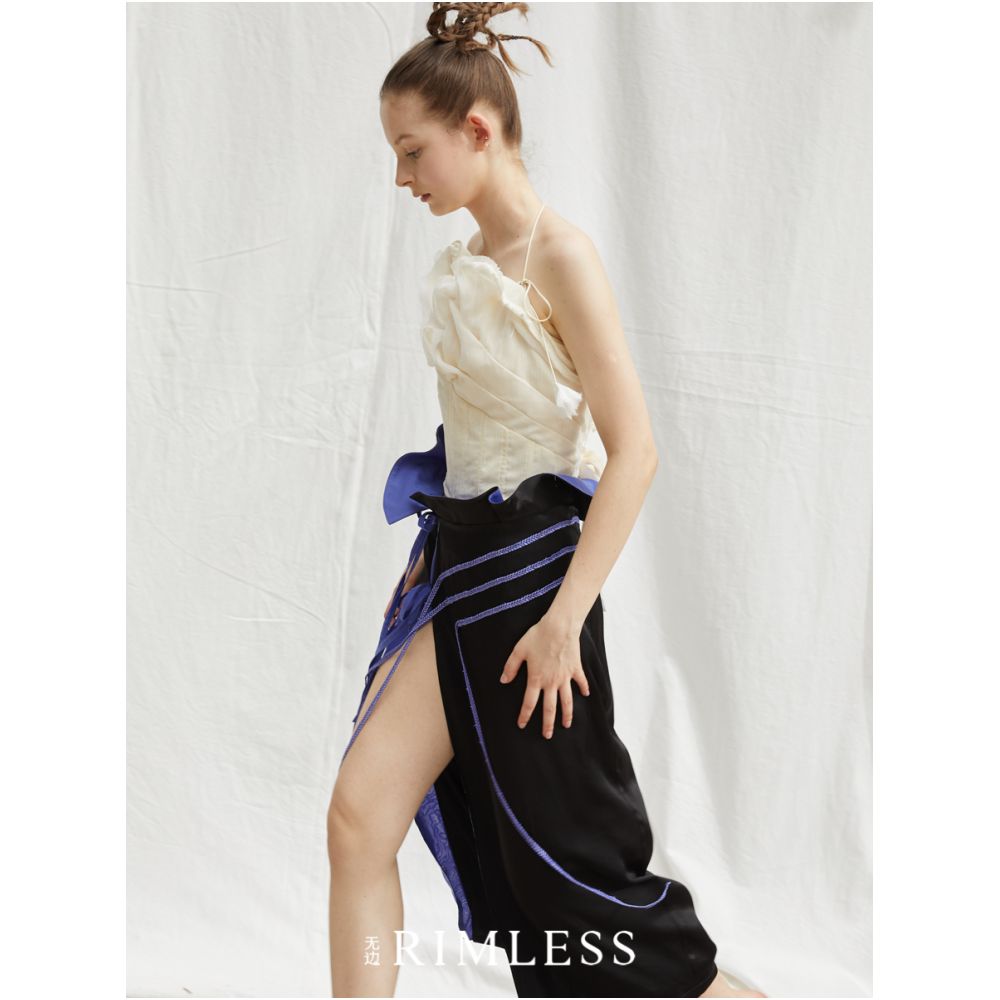 RIMLESS Borderless Three Dimensional Curved Half Skirt with Embroidered Bract Acetic Acid Drop One Piece Skirt Original Designer Brand image 0