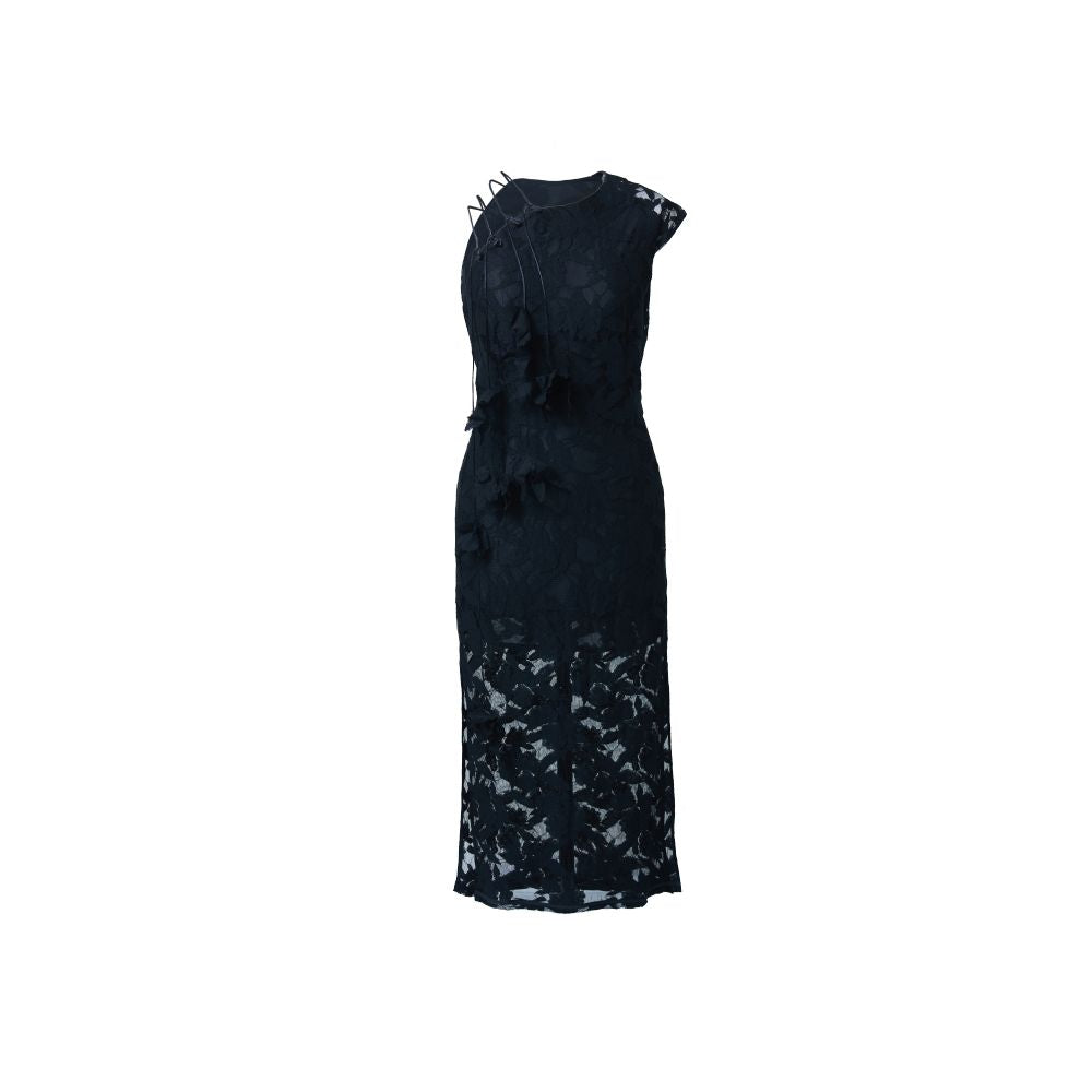 RIMLESS Borderless Slant Front Hollow New Chinese Cheongsam Dress Split Skirt Original Designer Brand image 8