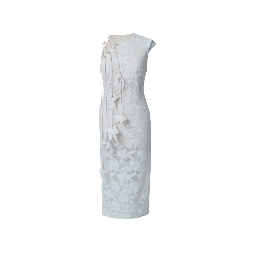 Asaya0468 - RIMLESS Borderless Slant Front Hollow New Chinese Cheongsam Dress Split Skirt Original Designer Brand