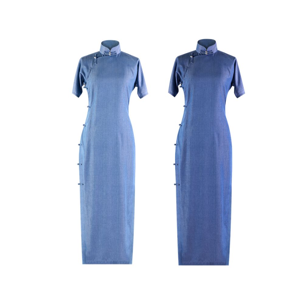 Su Qiu Spring Summer Daily Improved Cowboy Cheongsam Dress Young Style Elegant Retro Style Slimming and slimming image 18