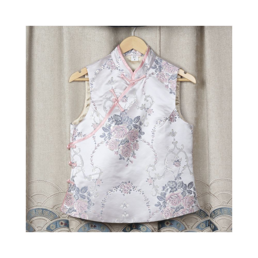 Western style Spring and Autumn Winter Original Weaving Brocade Ethnic Style Embroidery Stand collar Short vest Women s top Tang style coat image 61