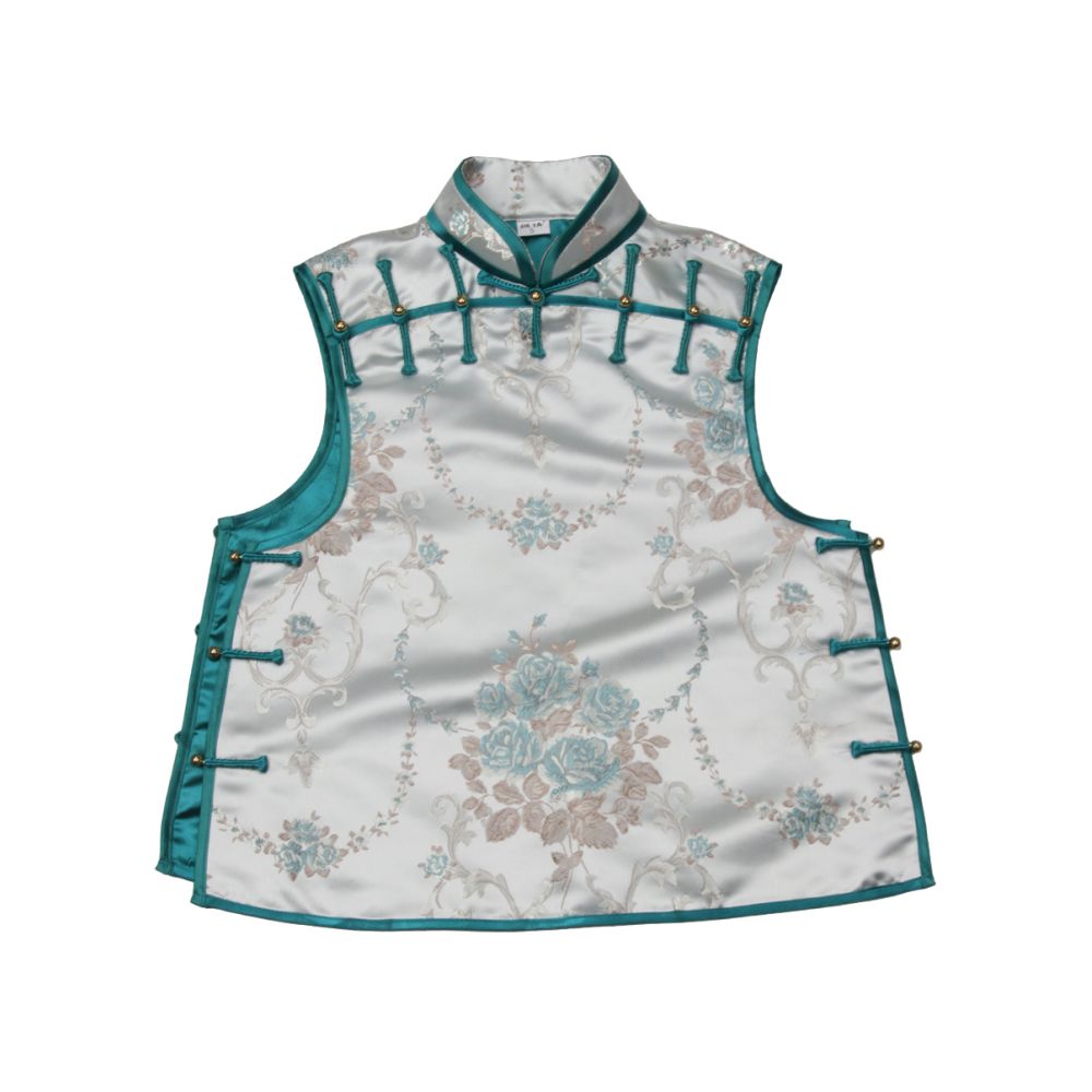 National Style New Spring and Autumn Satin Thirteen Taibao Vests Shoulders Tang style Top Small Shirt Coat Women s Stand up Collar image 0