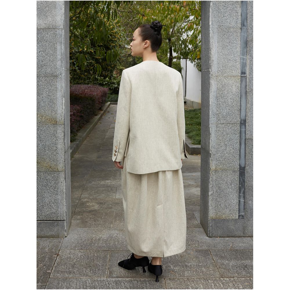 SALE8 Fold Blue Dot Original Designer Chinese style Front Collar Cocoon Set Suit Coat image 2