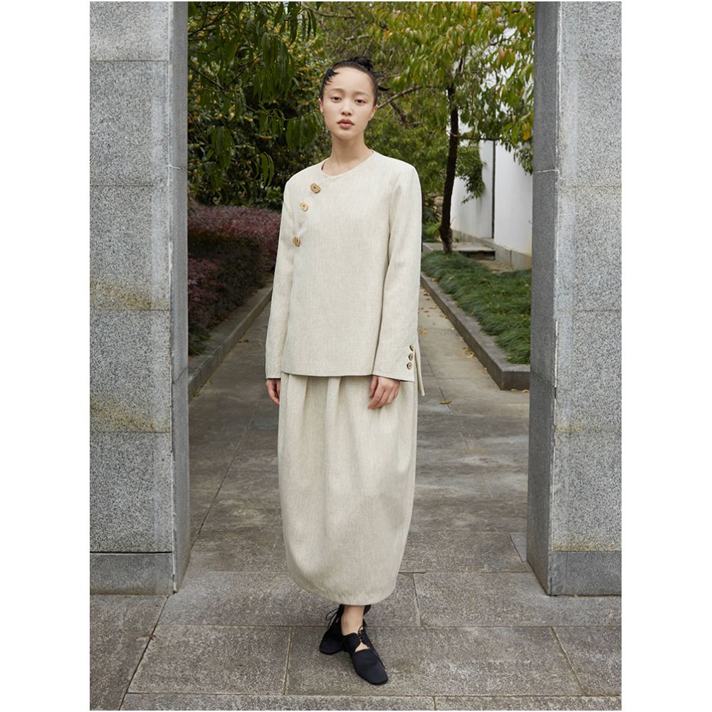 SALE8 Fold Blue Dot Original Designer Chinese style Front Collar Cocoon Set Suit Coat image 3