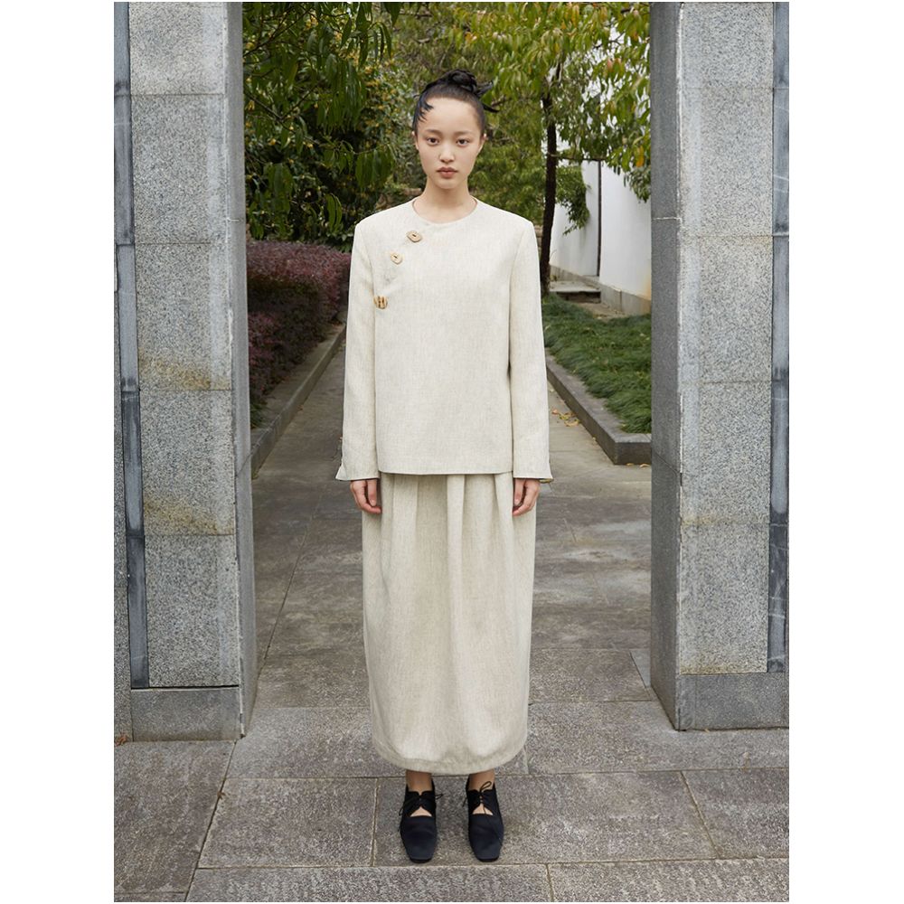 SALE8 Fold Blue Dot Original Designer Chinese style Front Collar Cocoon Set Suit Coat image 4