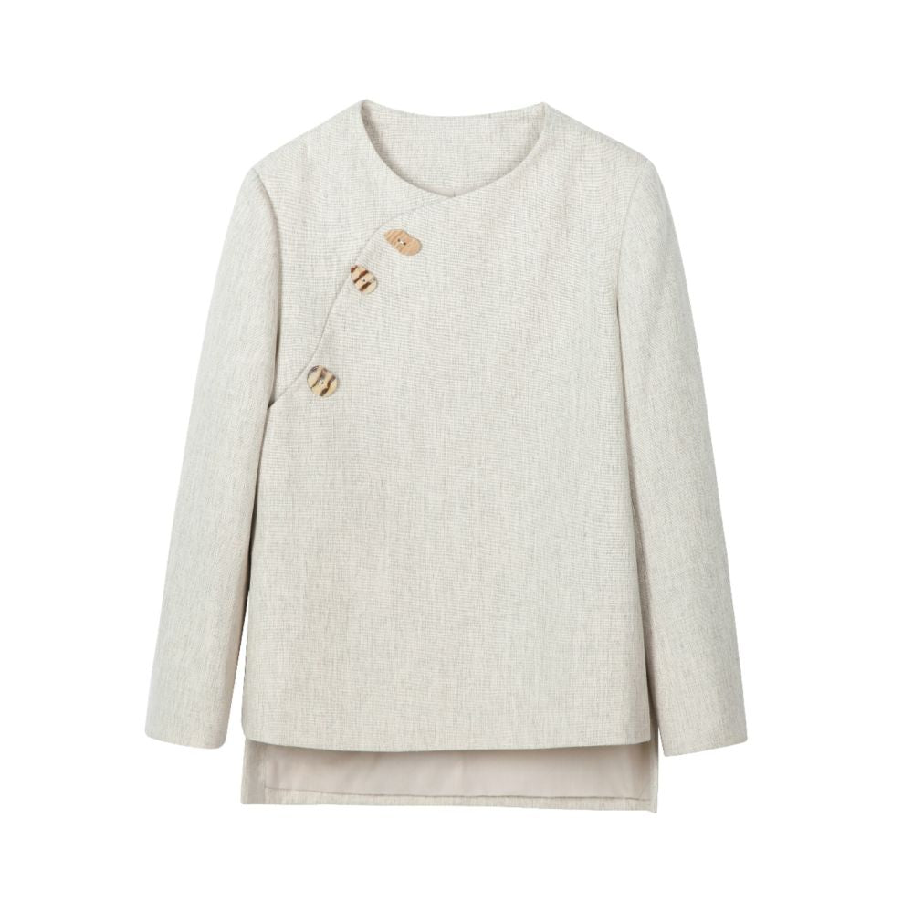 SALE8 Fold Blue Dot Original Designer Chinese style Front Collar Cocoon Set Suit Coat image 5