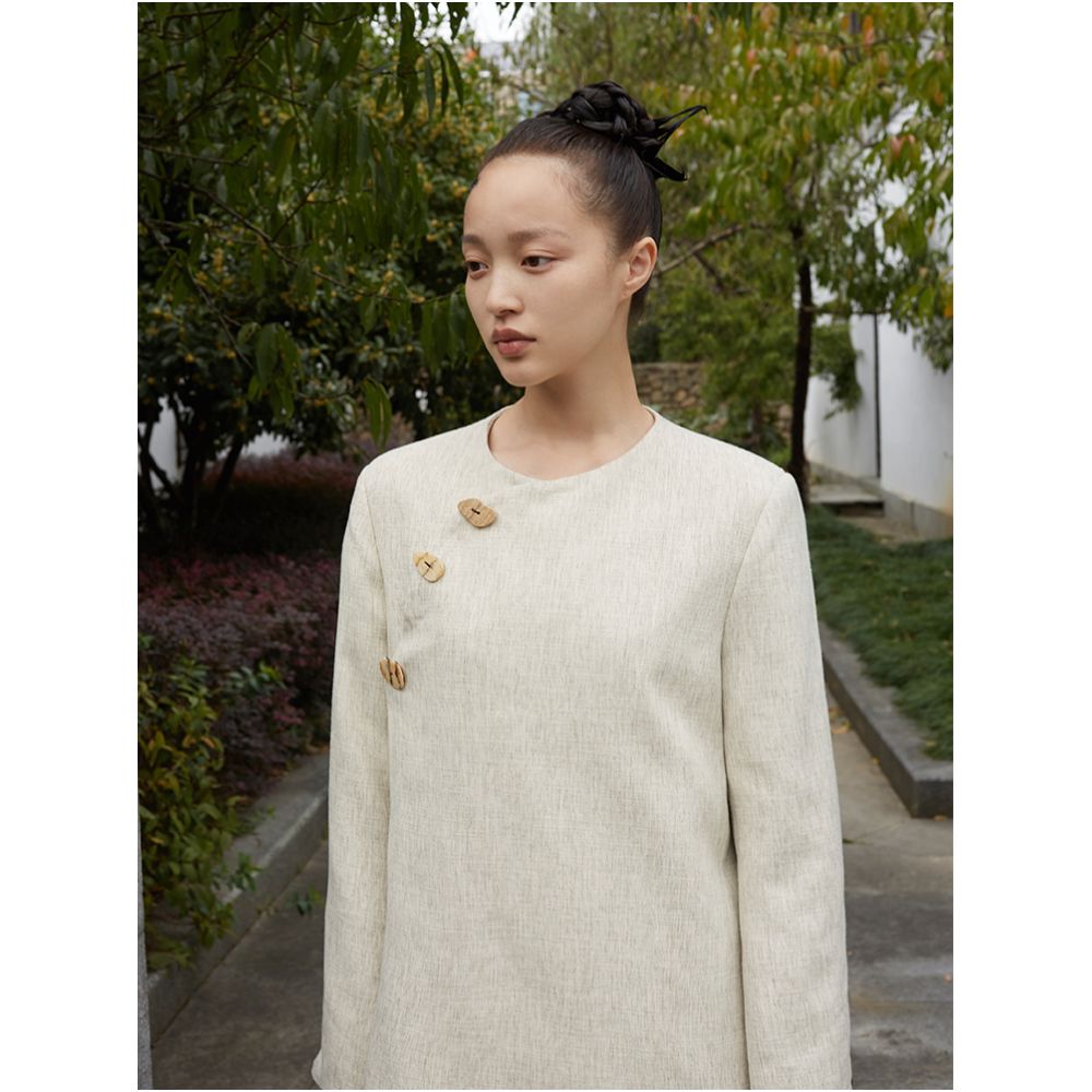 SALE8 Fold Blue Dot Original Designer Chinese style Front Collar Cocoon Set Suit Coat image 8