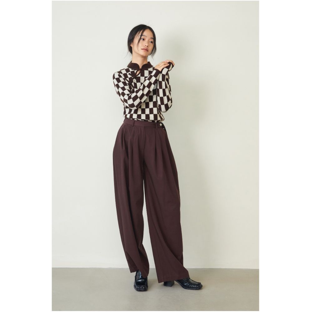 SALE6 Blue Dot Original Designer 100 Wool Chessboard Pattern Chinese Plate Button Knitted Sweater Sweater image 4