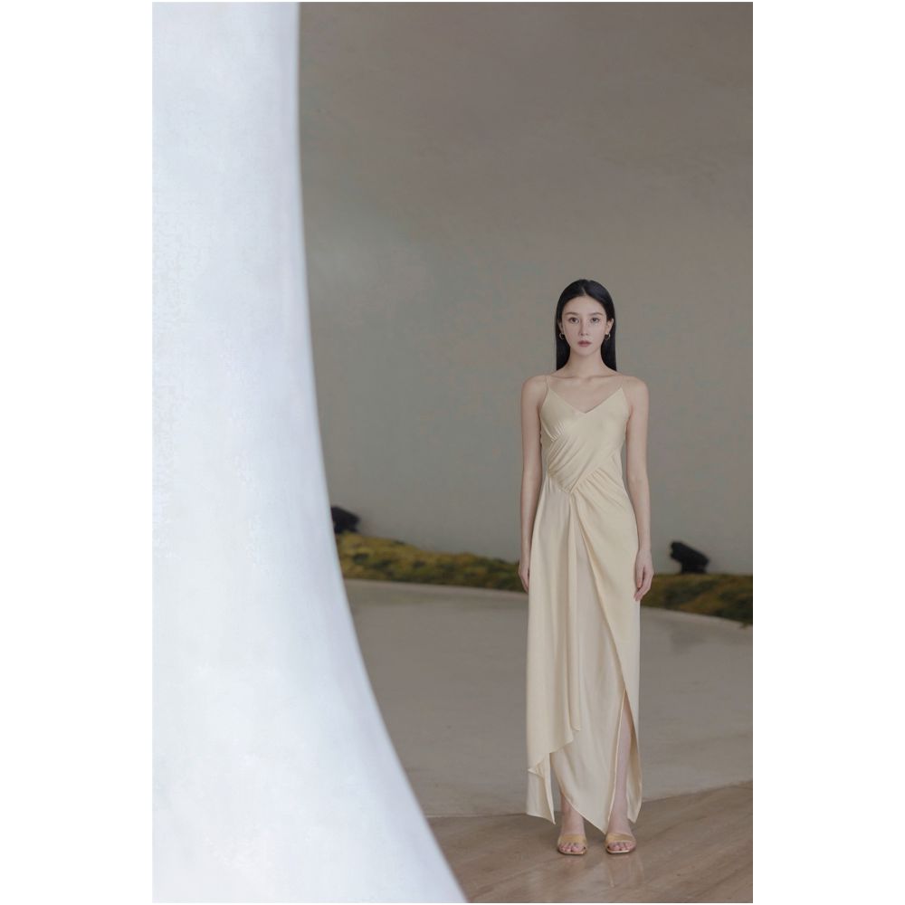 SAKINAWANG20 Original Design Summer Silk Irregular Splicing Split Strap Dress Evening Dress image 1