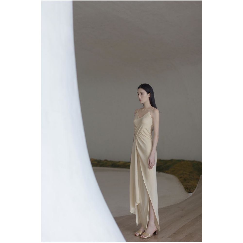 SAKINAWANG20 Original Design Summer Silk Irregular Splicing Split Strap Dress Evening Dress image 3