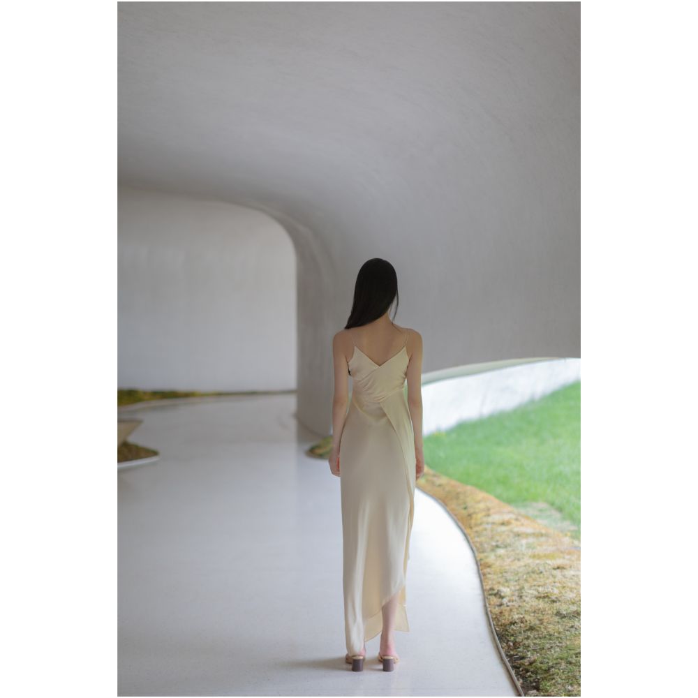 SAKINAWANG20 Original Design Summer Silk Irregular Splicing Split Strap Dress Evening Dress image 4