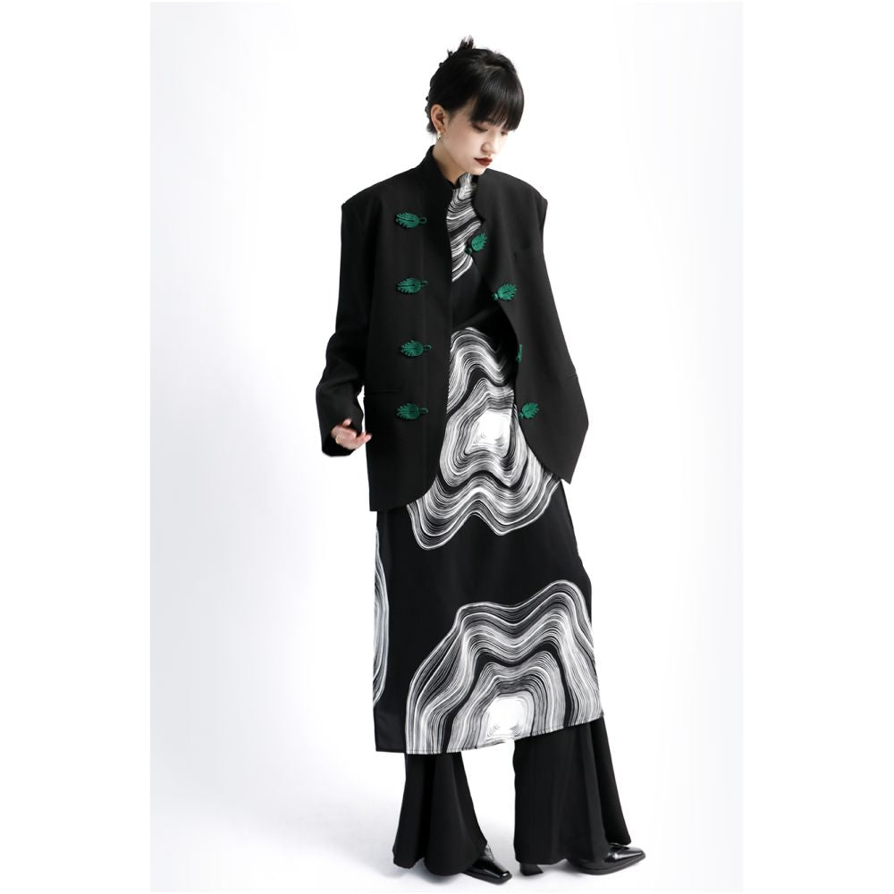 APOZi s new Chinese style buttoned suit jacket for women s clothing 2022 new design sense tall autumn and winter casual suit image 4