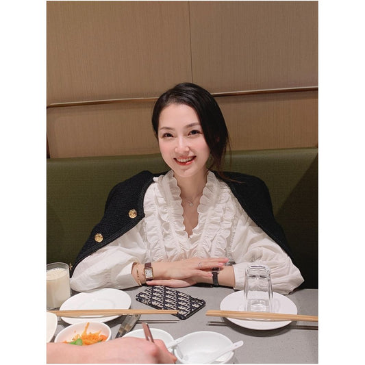 Asaya0335 - FAN New Product Si Clothing Collar Art French V neck High Difficulty Making Lace Shirt