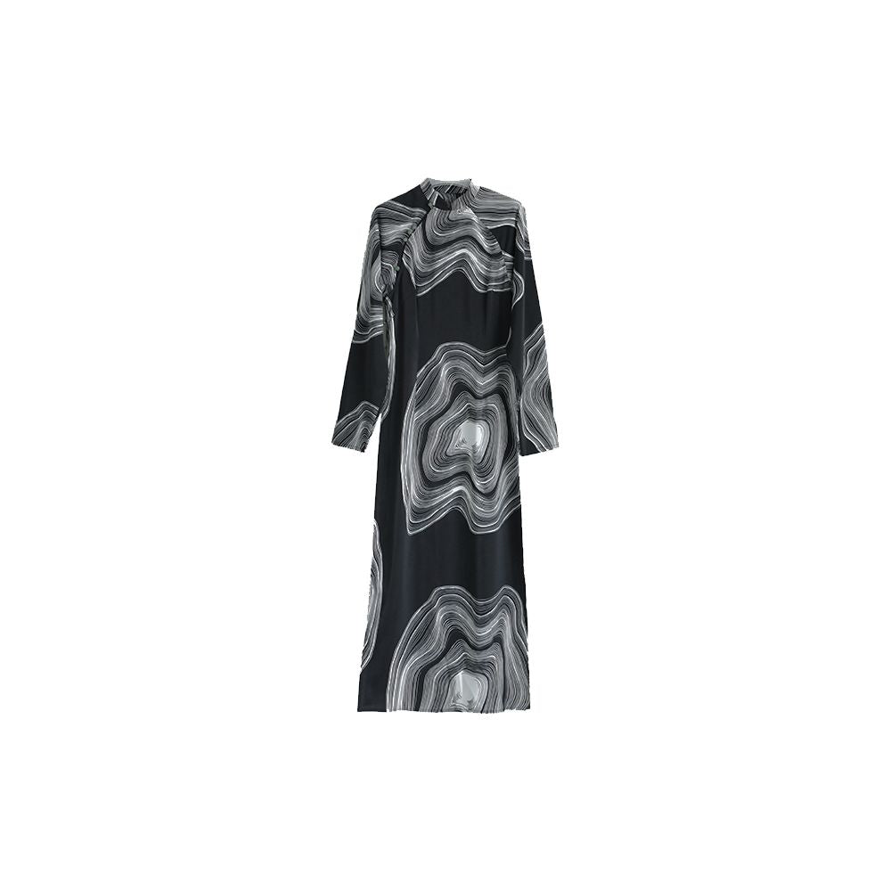 APOZi high slit long sleeved dress for women in autumn and winter tall and retro design with improved black qipao skirt image 5