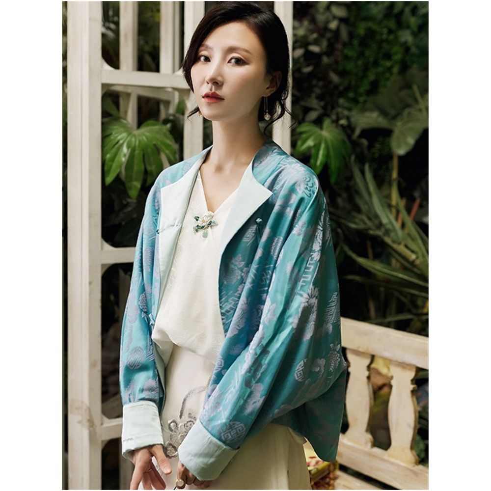 Zhendian Baby PCY963 Silk Bat Sleeve New Chinese Retro Chinese Style Short Top Coat Loose Large Size image 8