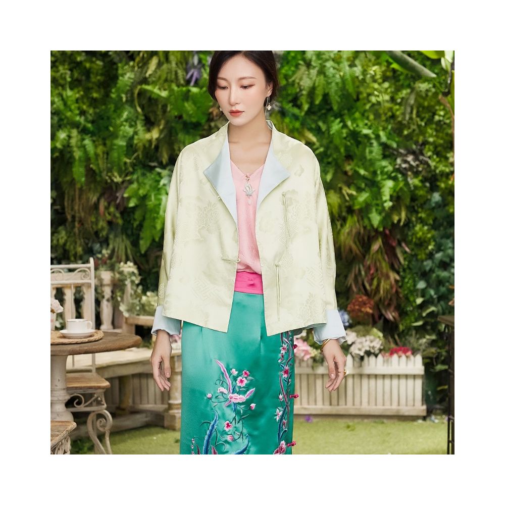 Zhendian Baby PCY963 Silk Bat Sleeve New Chinese Retro Chinese Style Short Top Coat Loose Large Size image 14