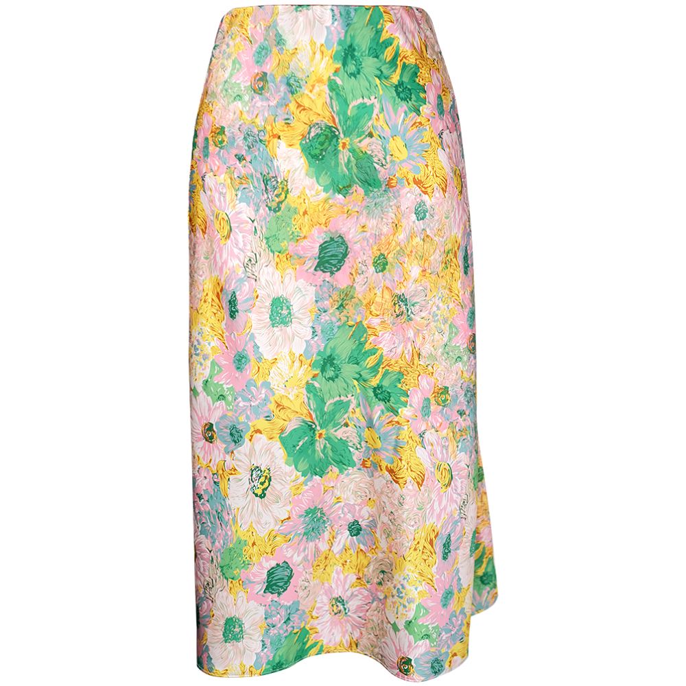 Guandong spot oil painting style colorful flowers three dimensional oblique cut acetic acid elastic waist fish tail half skirt foggy image 5