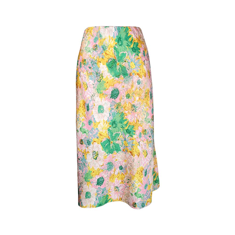 Guandong spot oil painting style colorful flowers three dimensional oblique cut acetic acid elastic waist fish tail half skirt foggy image 10