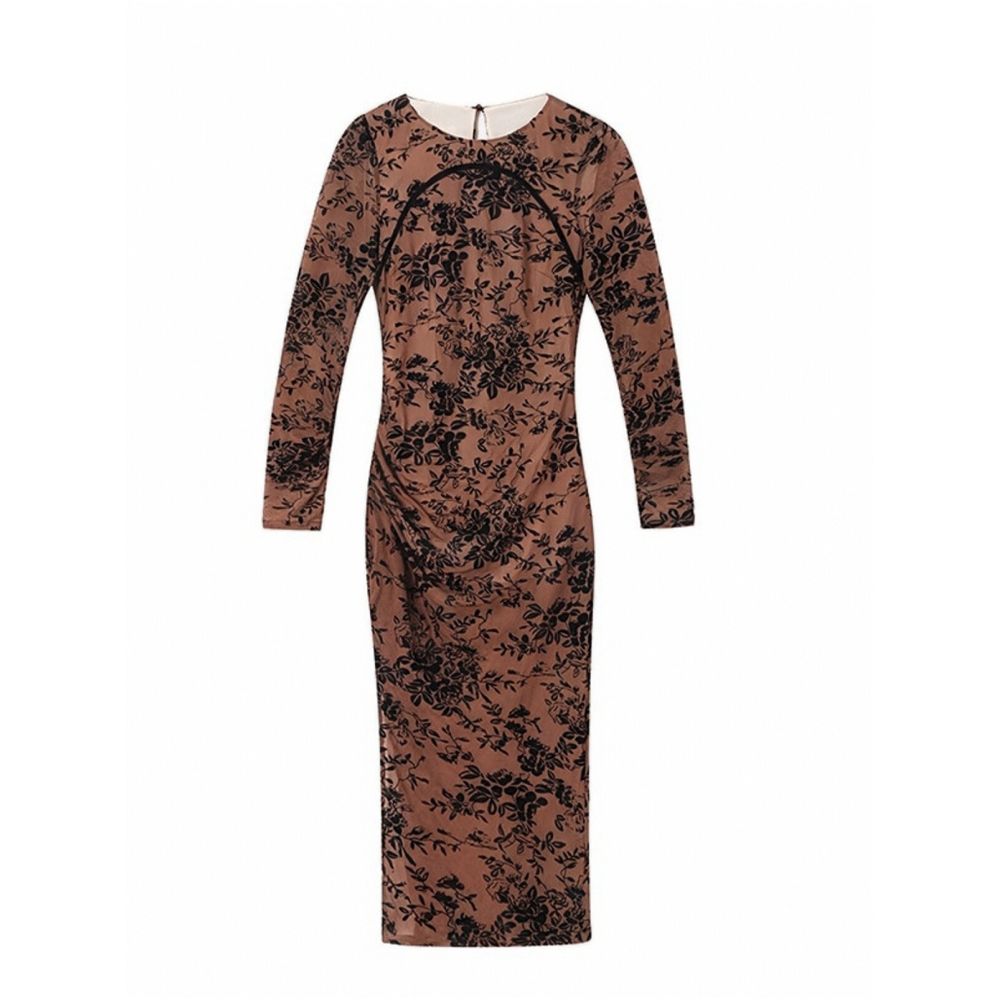 SALE6 Fold Blue Dot Original Plush Retro Chinese Improved Slimming Cheongsam Long Sleeve Dress Spring and Autumn image 5