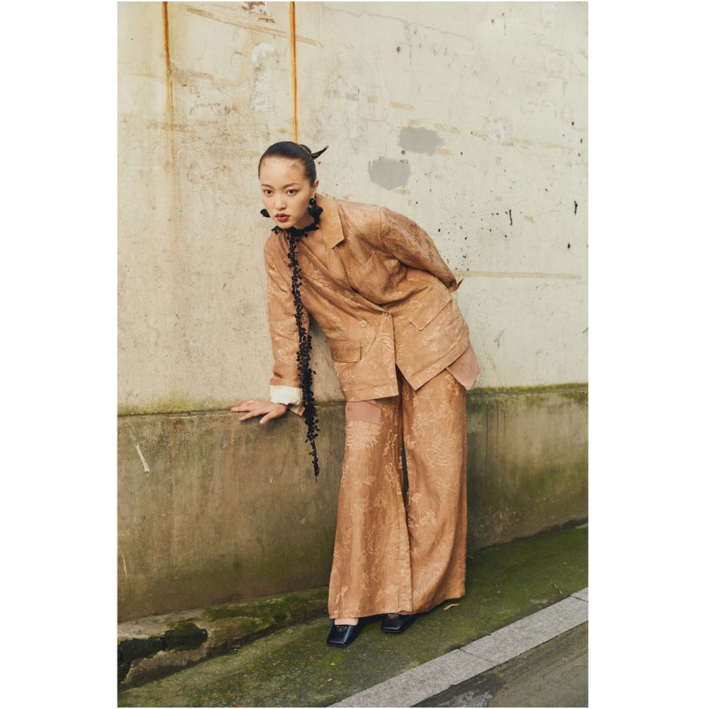 SALE6 Blue Dot Original Designer Jacquard Linen High Waist Suit Wide Leg Pants Look Thin Casual Autumn Edition image 3