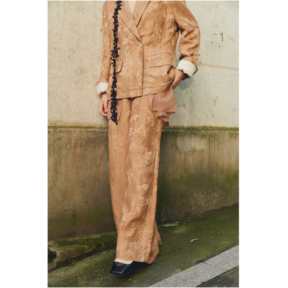 SALE6 Blue Dot Original Designer Jacquard Linen High Waist Suit Wide Leg Pants Look Thin Casual Autumn Edition image 4