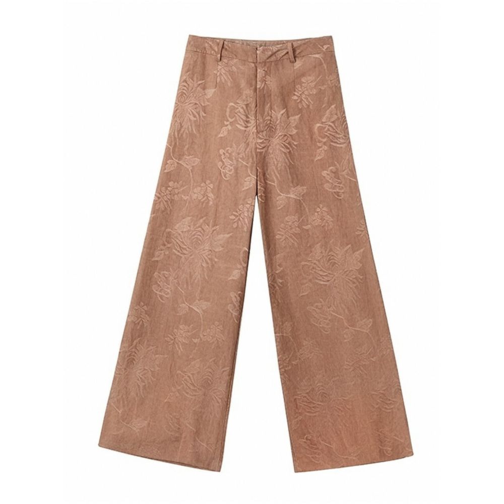 SALE6 Blue Dot Original Designer Jacquard Linen High Waist Suit Wide Leg Pants Look Thin Casual Autumn Edition image 5