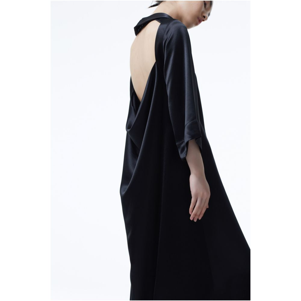 The52 RE MASTERED new half high collar acetate backless drape loose commuter loose dress image 4
