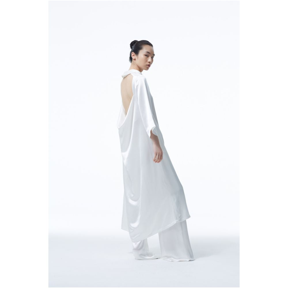 The52 RE MASTERED new half high collar acetate backless drape loose commuter loose dress image 5