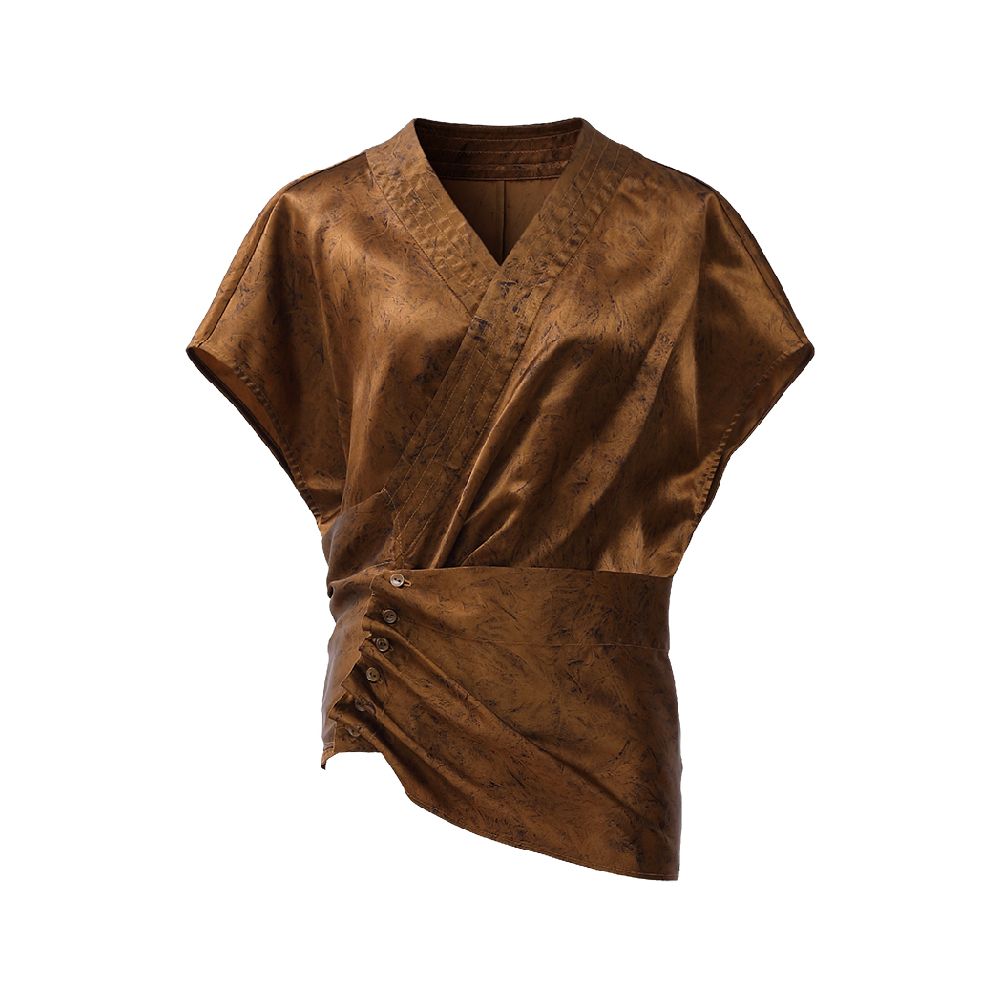 New Chinese acetate pleats elegant texture niche design glossy shirt J42C204 image 10