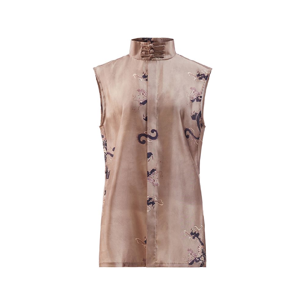 Inside and outside the original new Chinese retro printing national tide temperament sleeveless slim versatile shirt J42C533 image 18