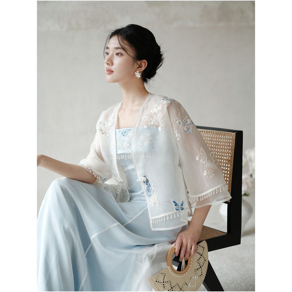 New Chinese style dress for women in summer and autumn 2025 with a fresh and dynamic temperament featuring delicate gauze embroidery and tassel tops image 28