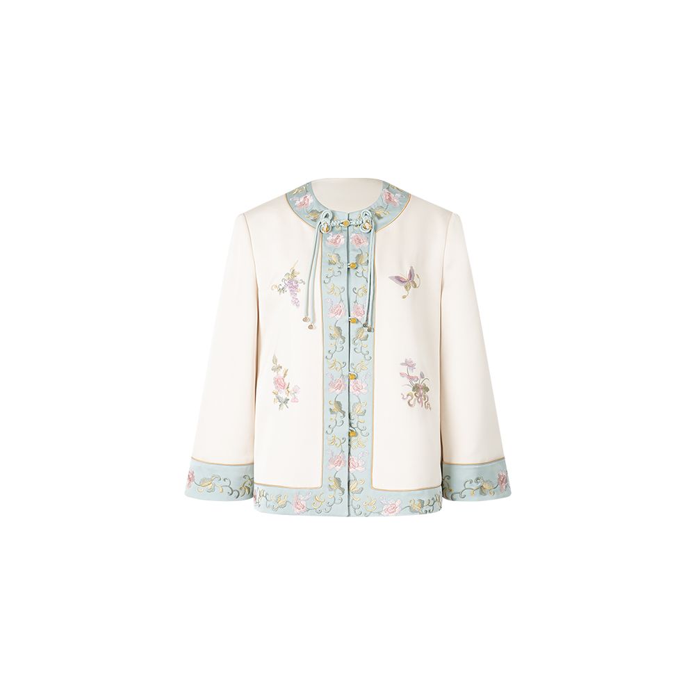 Wuyan Yihe Yuzhan Qingci 2 0 Chinese style heavy embroidery patchwork satin jacket skirt image 16