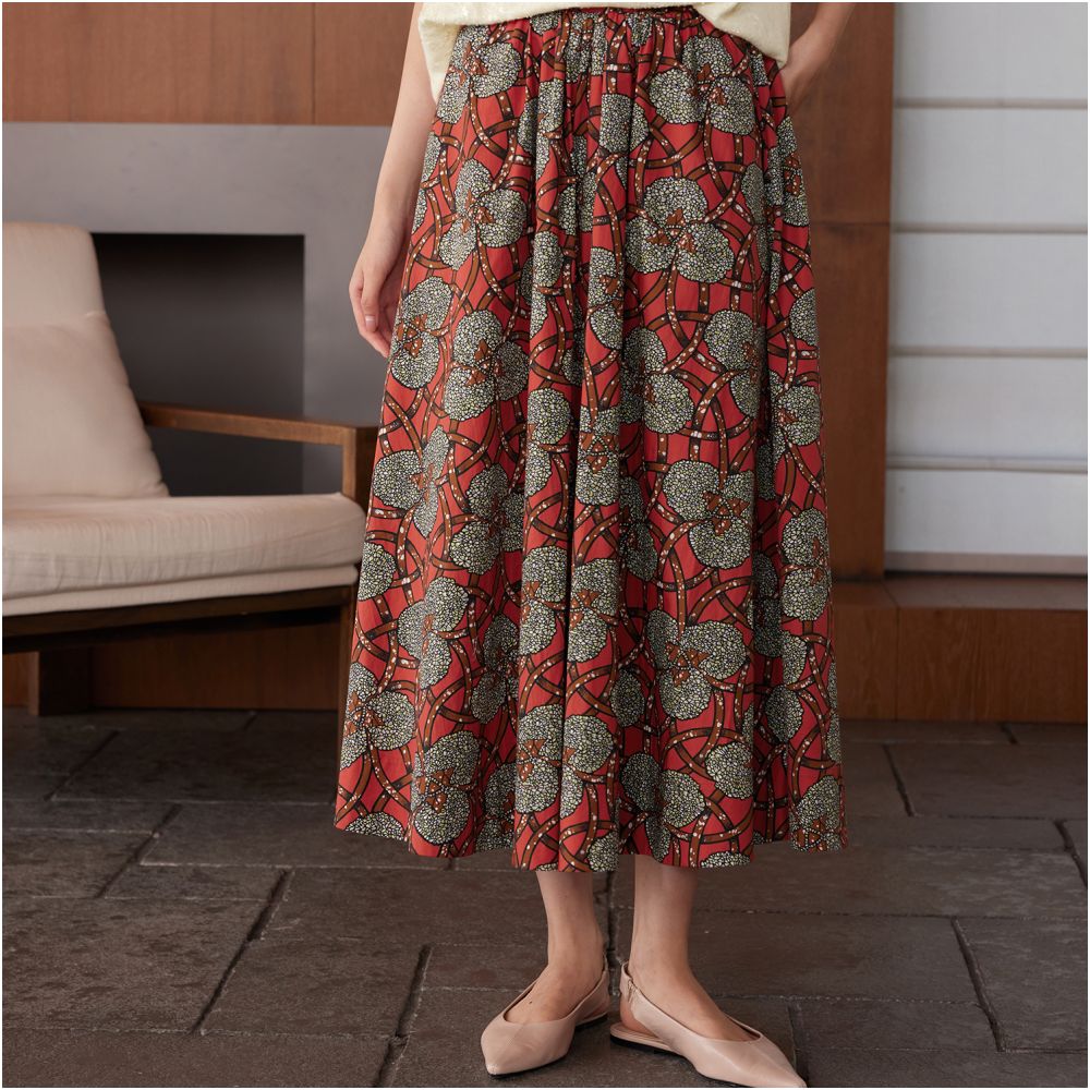 Ruyi Lianyun Ruoning New cotton printed skirt for women new Chinese style elastic waist umbrella skirt A line skirt image 1