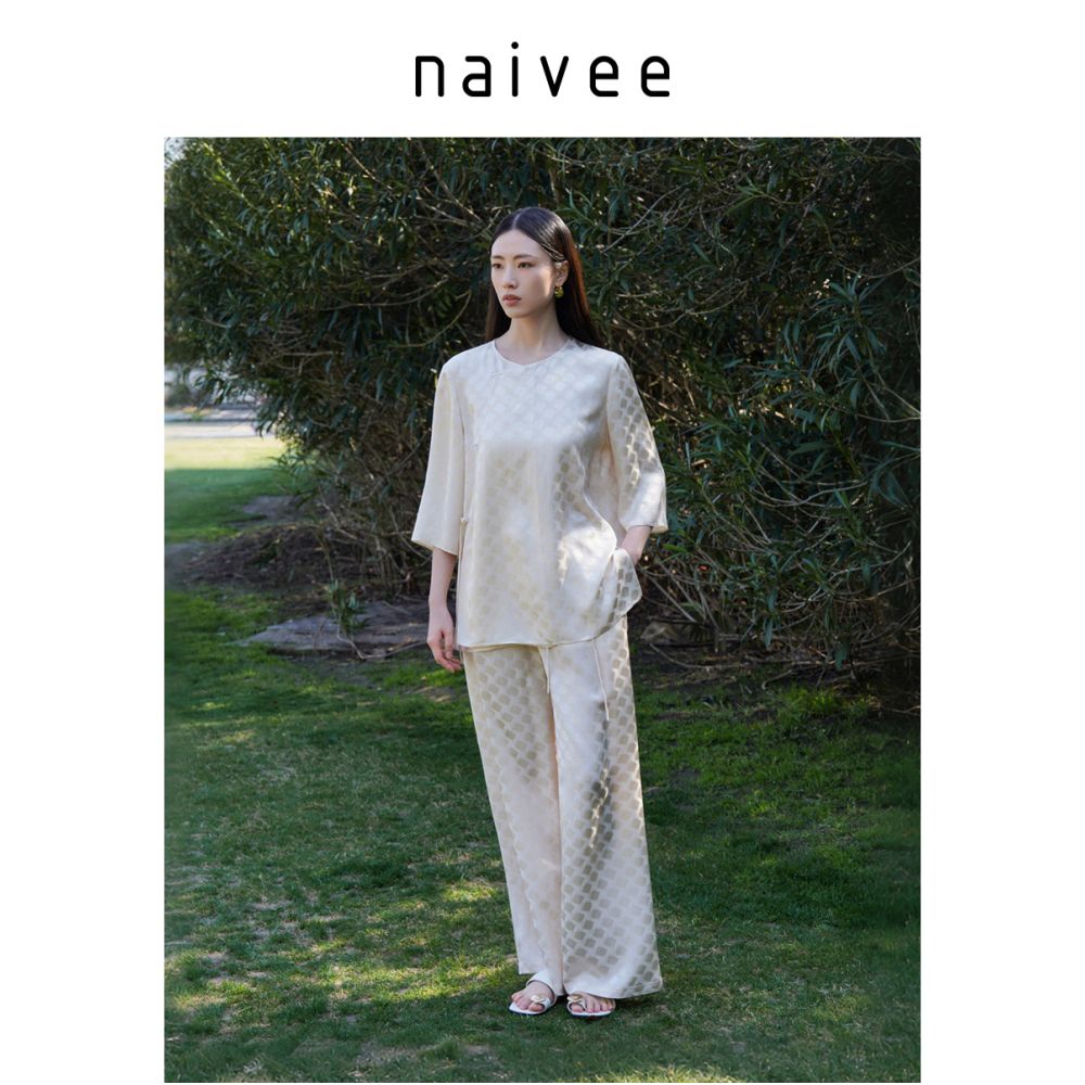 Dongfang Youge Naivee Nawei 25 autumn new acetate jacquard wide leg pants long breathable image 3