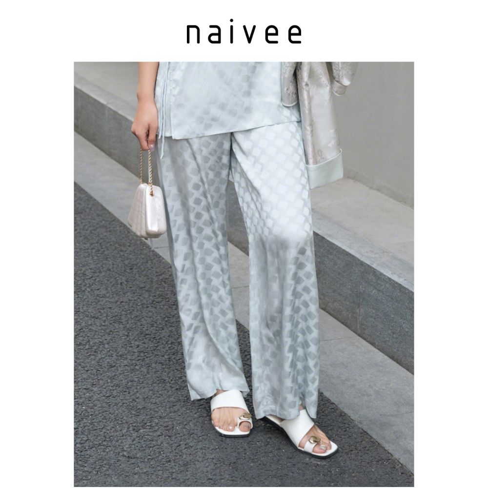 Dongfang Youge Naivee Nawei 25 autumn new acetate jacquard wide leg pants long breathable image 5