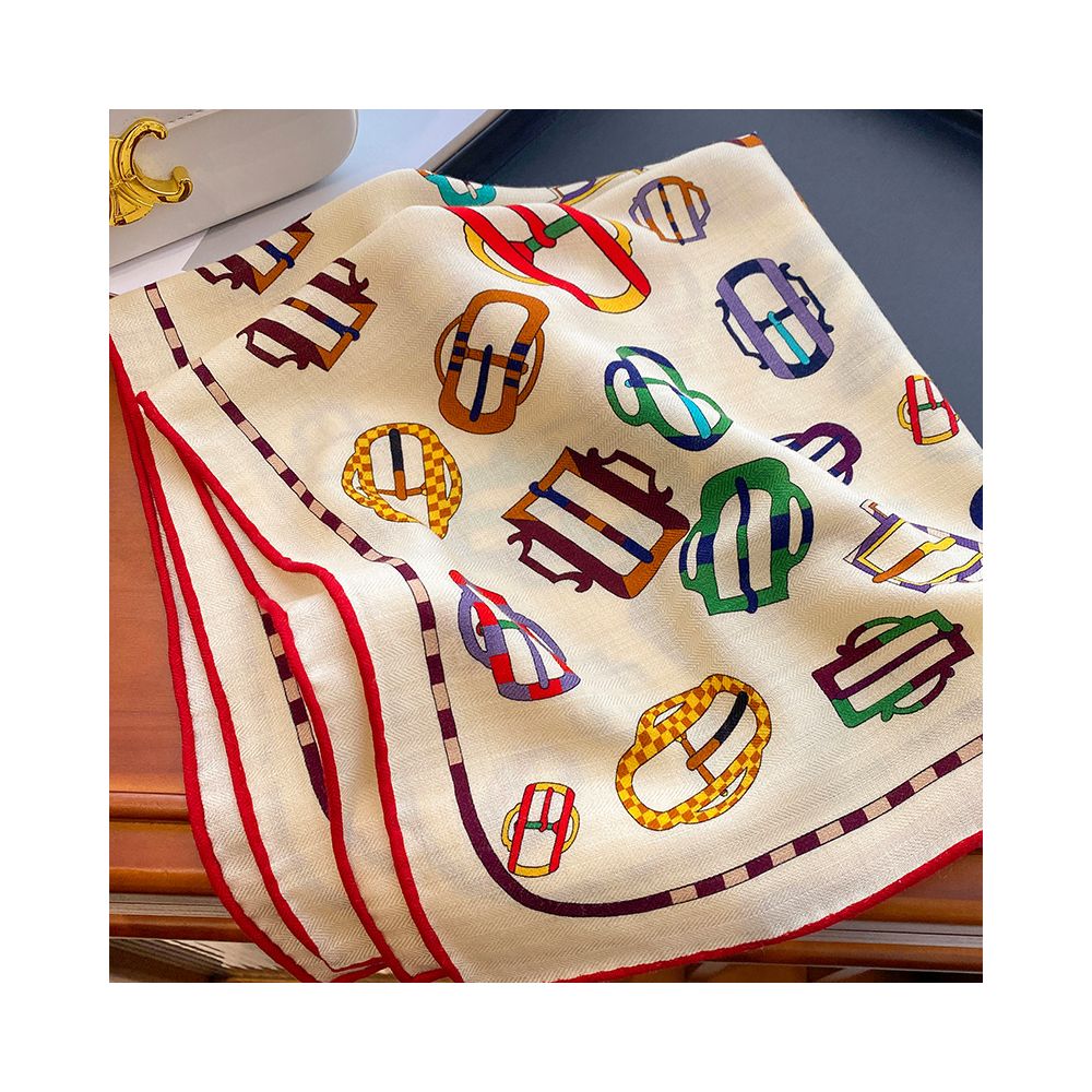 Silk wool scarf light luxury high end feeling autumn double sided triangular scarf shawl external tie neck scarf silk wool square scarf image 7