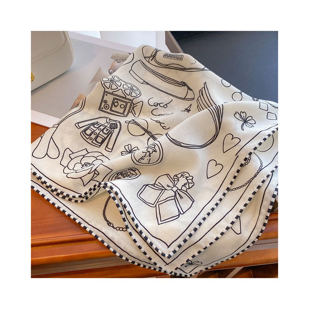 Silk wool scarf light luxury high end feeling autumn double sided triangular scarf shawl external tie neck scarf silk wool square scarf image 15