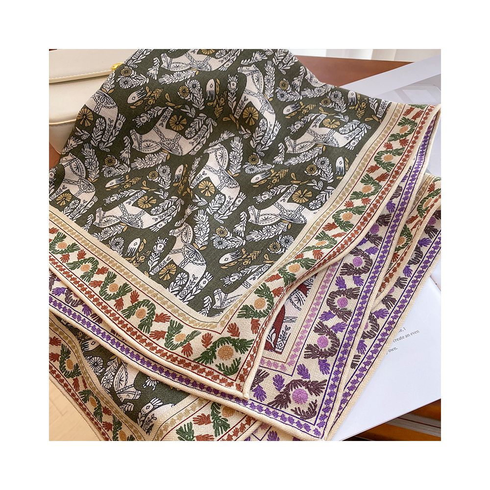 Silk wool scarf light luxury high end feeling autumn double sided triangular scarf shawl external tie neck scarf silk wool square scarf image 18