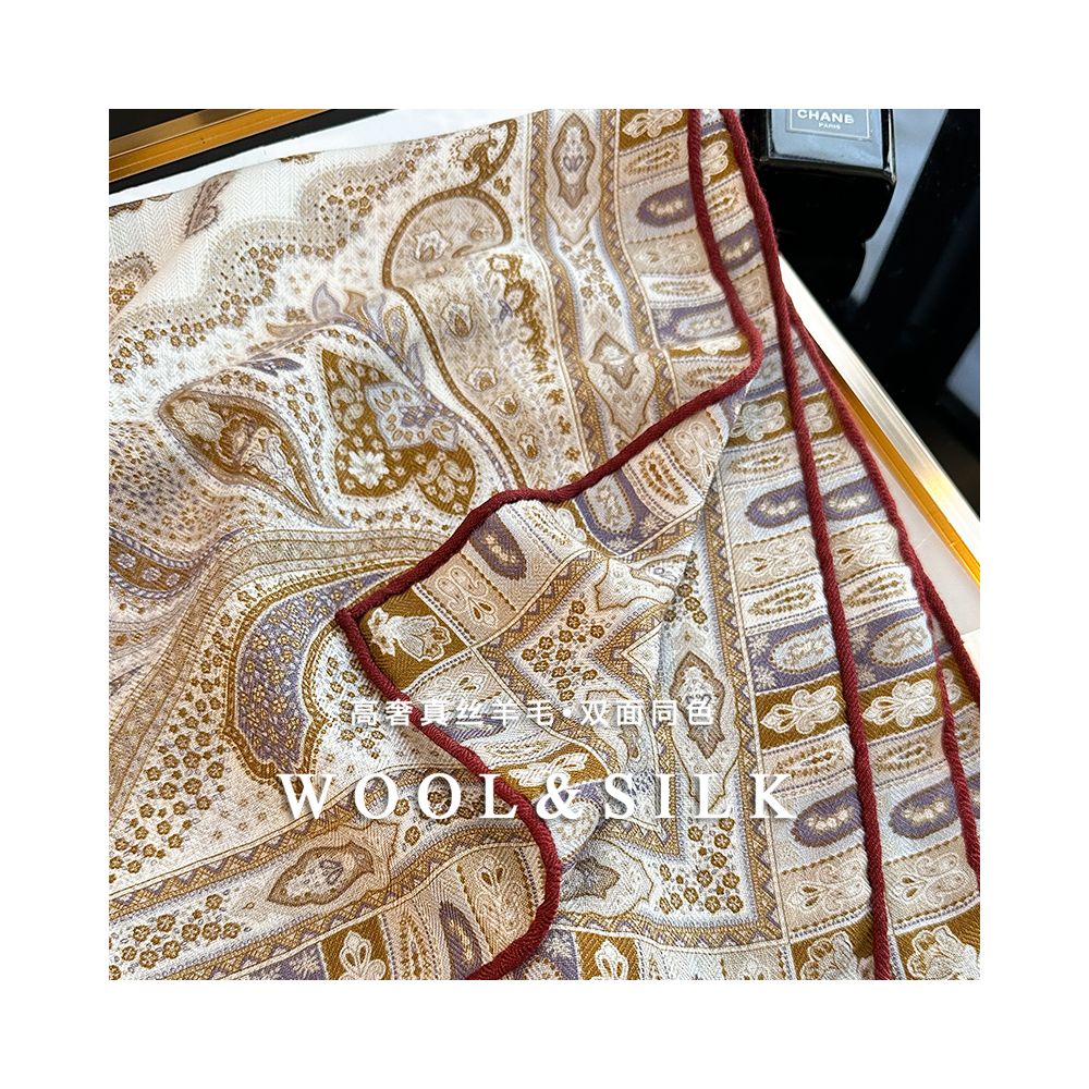 ASAYA4897 – Jardin Enchanté Silk Wool Scarf 🌸🕊️