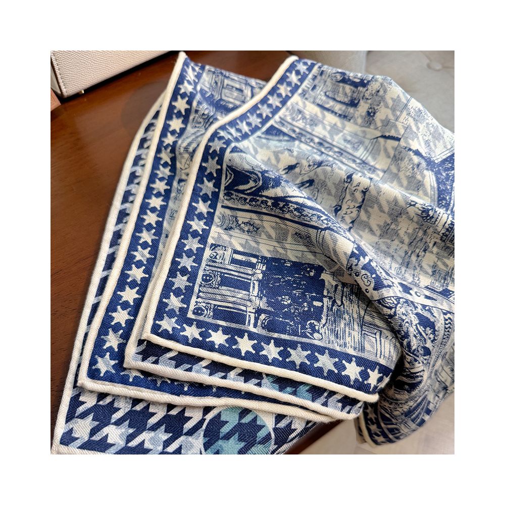 ASAYA4897 – Jardin Enchanté Silk Wool Scarf 🌸🕊️