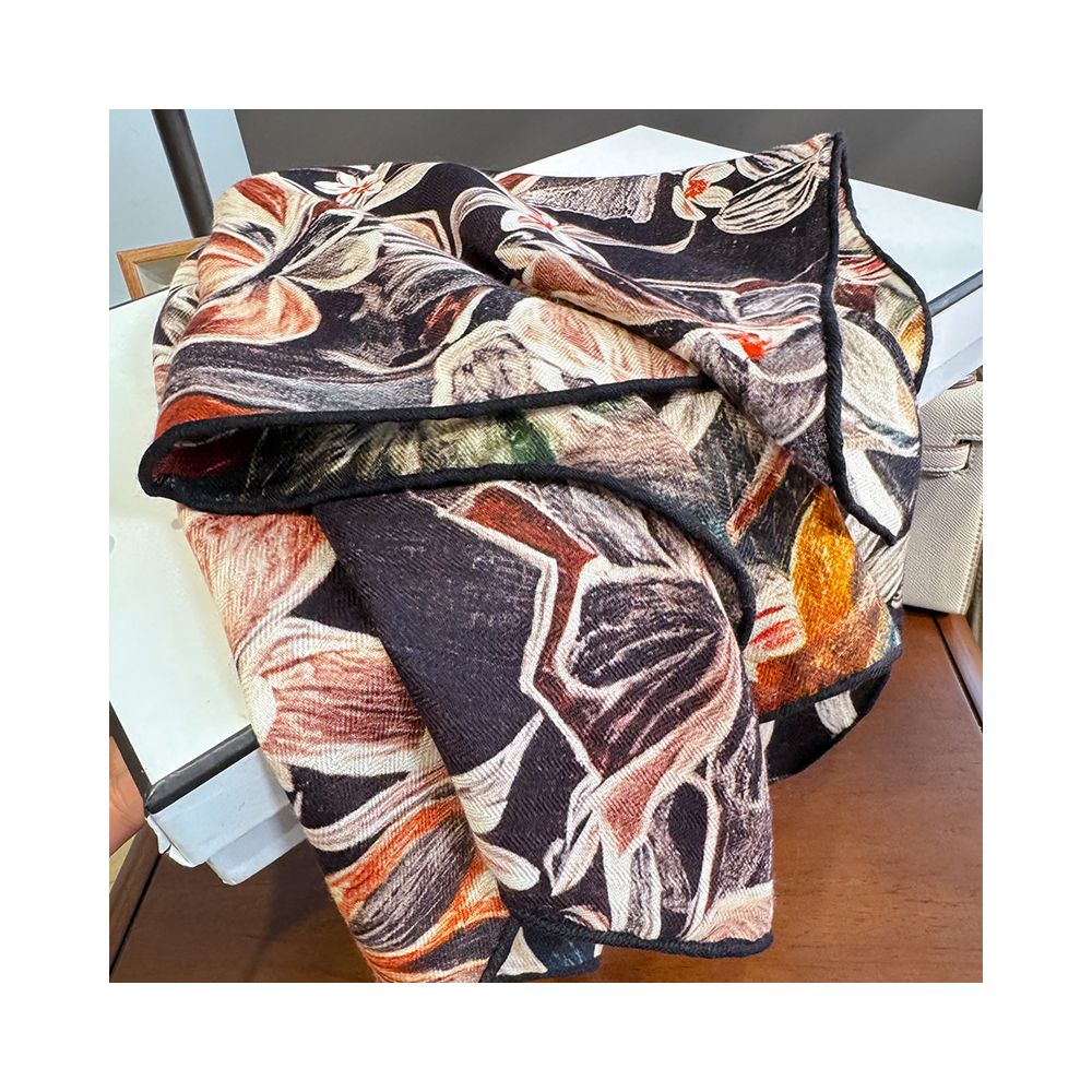 Silk wool scarf light luxury high end feeling autumn double sided triangular scarf shawl external tie neck scarf silk wool square scarf image 27