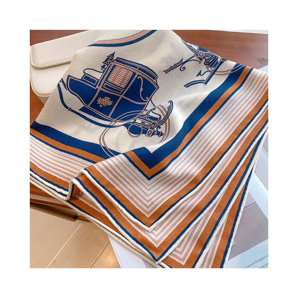 Silk wool scarf light luxury high end feeling autumn double sided triangular scarf shawl external tie neck scarf silk wool square scarf image 30