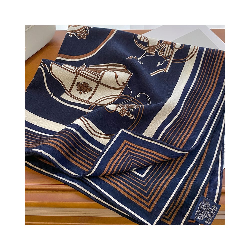 Silk wool scarf light luxury high end feeling autumn double sided triangular scarf shawl external tie neck scarf silk wool square scarf image 31